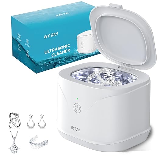 BCOM Ultrasonic Retainer Cleaner, Retainer Cleaner Machine 46kHz, Professional Portable Ultrasonic Jewelry Cleaner for Dental Retainer Pod, Mouth Guard, Watch, Ring, Jewelry,Perfect for Xmas Gift