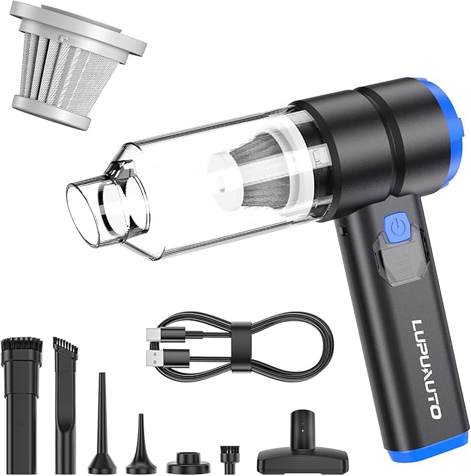 Car Vacuum Portable Cordless, 20000Pa High Power 4 in 1 Hand Held Vacuum, Brushless Motor Handheld Vacuum Cordless with 5200mAh Battery for Car, Home, Office, Pet