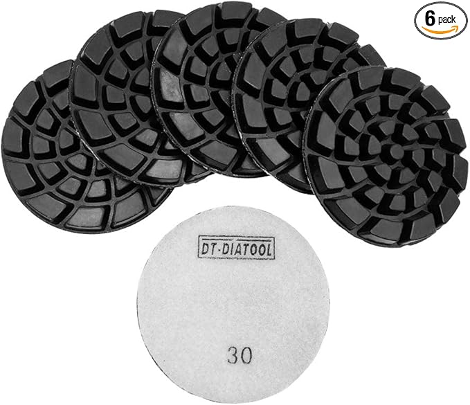 DT-DIATOOL Diamond Floor Polishing Pads Resin Bond Terrazzo Floor Diameter 4 Inch Grit 30 Pack of 6
