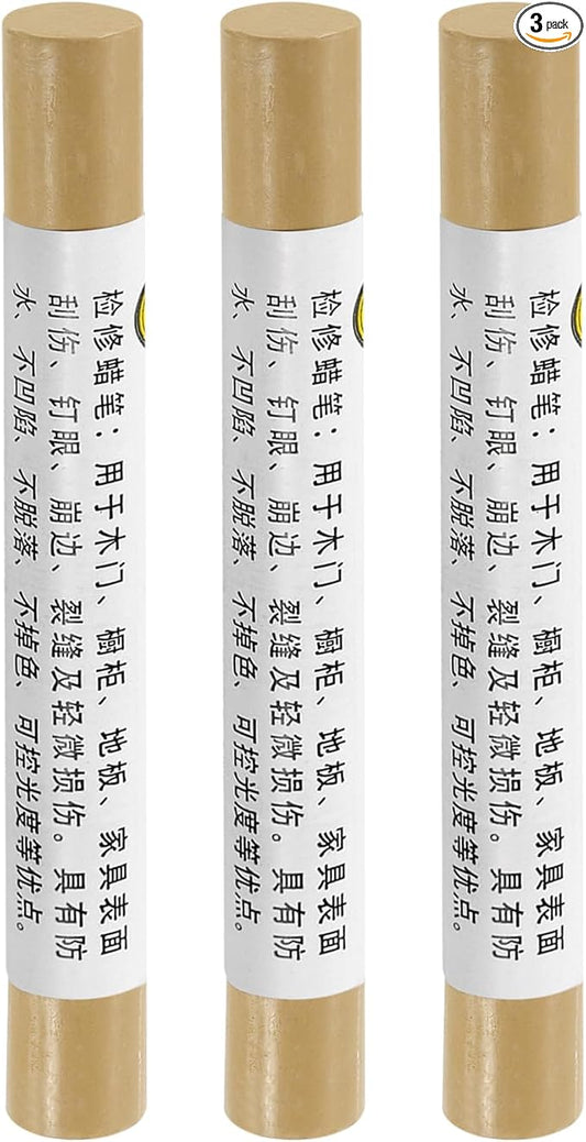uxcell Furniture Repair Crayons, 3Pcs - Wood Wax Filler Stick, Furniture Markers Touch Up - for Scratches Holes Tables Desks Wooden Floors Cover Ups, Yellow Maple