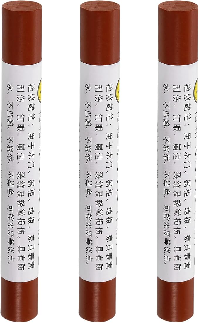 uxcell Furniture Repair Crayons, 3Pcs - Wood Wax Filler Stick, Furniture Markers Touch Up - for Scratches Holes Tables Desks Wooden Floors Cover Ups, Light Walnut