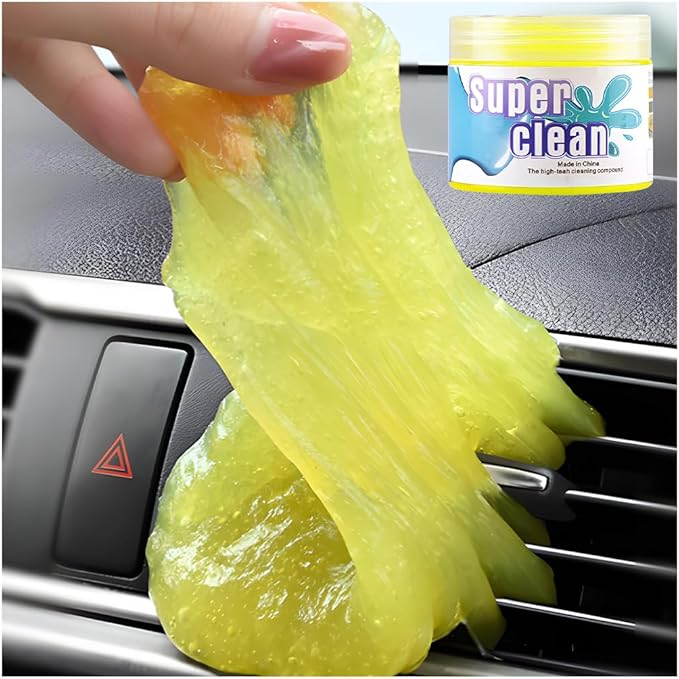 Car Cleaning Gel, Vehicle Dust Detailing Putty Slime Cleaner Kit for Air Vent, Reusable Automotive Interior Detail Clean Mud Removal Tool, Universal for SUV Sedan Truck (Yellow)