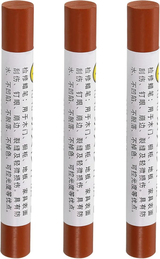 uxcell Furniture Repair Crayons, 3Pcs - Wood Wax Filler Stick, Furniture Markers Touch Up - for Scratches Holes Tables Desks Wooden Floors Cover Ups, Deep Red