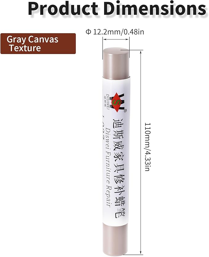 Wood Filler Sticks Gray Canvas Texture Furniture Scratch Repair Crayons Wood Floor Repair Wax Filler Sticks Furniture Repair Wax Crayons for Wooden Furniture, Floors, Cabinets & Tables