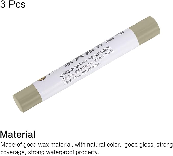 uxcell Furniture Repair Crayons, 3Pcs - Wood Wax Filler Stick, Furniture Markers Touch Up - for Scratches Holes Tables Desks Wooden Floors Cover Ups, Warm Elegant Gray