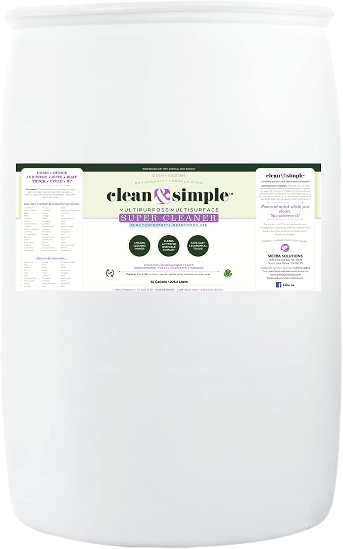 clean & simple™ SUPER CLEANER - Concentrated All-Purpose, Multi-Surface Cleaner, Non-Toxic, Biodegradable