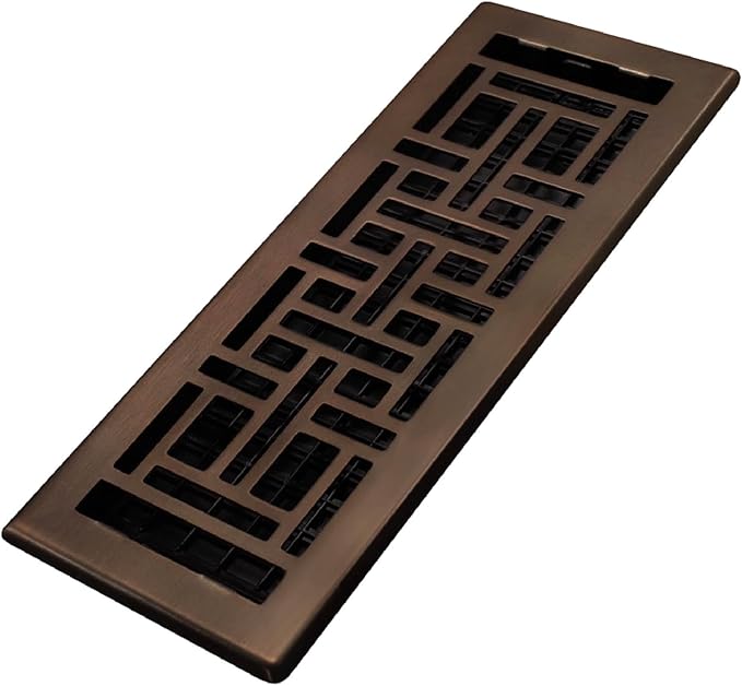 Decor Grates (4-Pack) AJH412-RB Oriental Floor Register, 4x12 Inches, Rubbed Bronze Finish