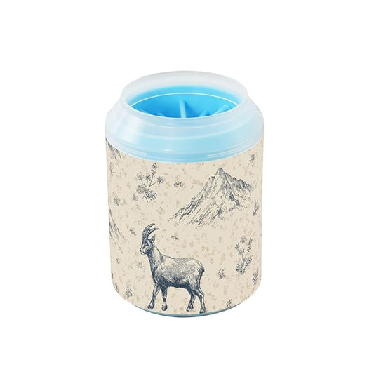 Dog Paw Cleaner Cups for Dogs Pet Foot Washer Paw Scrubber for Medium Small Large Dogs Cats Cleaning Cup Beige Goats Mountains Plants