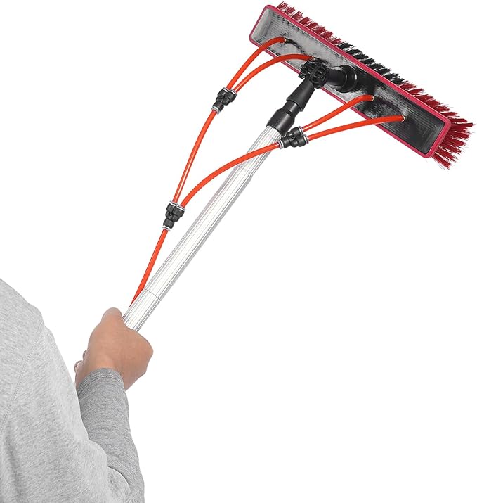 Professional Window Squeegee, 2-in-1 Window Cleaner, Glass Washing Kit, Window Cleaning Tool with Long Handle, Window Cleaning Pole for High Indoor, Outdoor Glass