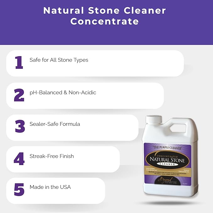 Stone Cleaner – pH-Balanced, Sealer-Safe Cleaner for Travertine, Marble, Limestone, Slate & More – Non-Toxic, Streak-Free Formula – 1 Gallon - Made in USA