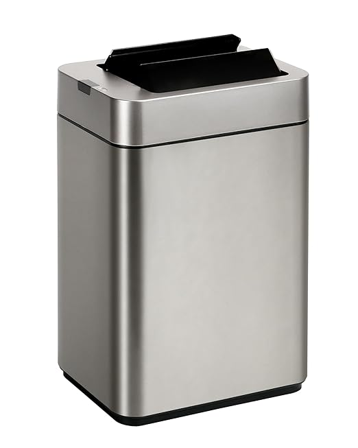ELPHECO Bathroom Trash Can with Lid 2.6 Gallon Smart Trash Can Slim Motion Sensor Garbage Can Automatic Stainless Steel Wastebasket Bathroom Decor for Bedroom Office Toilet Silver