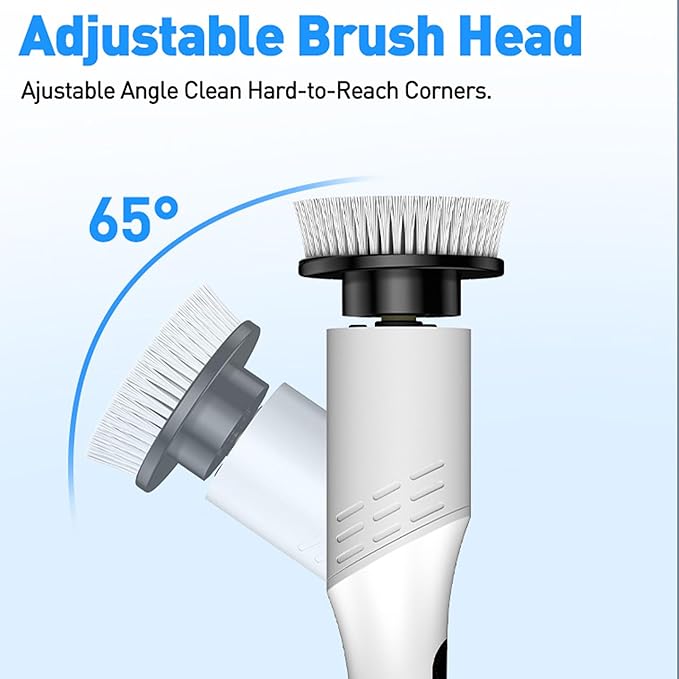 Electric Spin Scrubber, Cordless Shower Cleaning Scrubber with 9 Brush Heads, 2 Speed with Adjustable Extension Handle, Waterproof Bathroom Scrubber with LCD Display for Bathtub Kitchen Wall