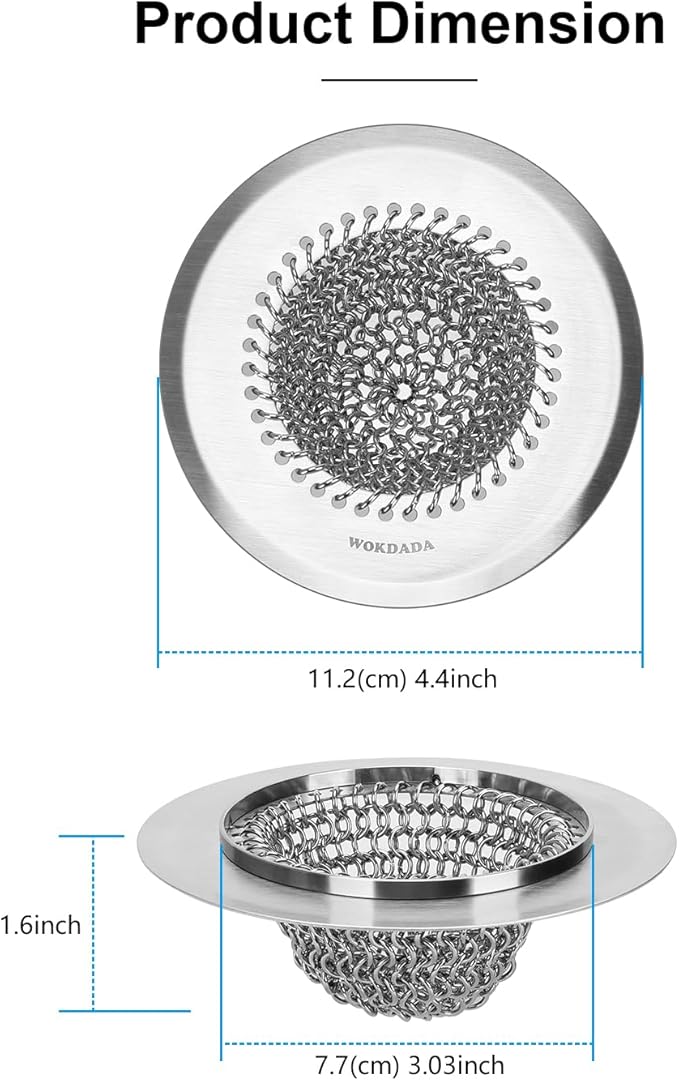 2Pack - Revolutionary Kitchen Sink Drain Strainer, Patented Reversible Kitchen Sink Strainer, 304 Stainless Steel Sink Strainer Basket, Anti-Clogging & Handmade, Fit US Standard 3-1/2'' Sink Hole
