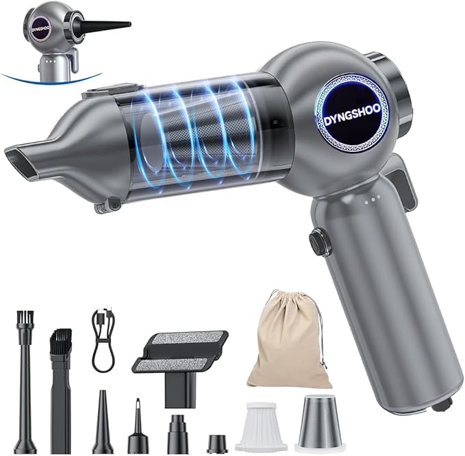 Handheld Car Vacuum Portable Cordless（Equipped with a one-Touch Window Breaker and Seatbelt Cutter ） Car Vacuum Cleaner with 25000Pa Ultra-Strong Suction,Design for Drivers (Silver Gray)