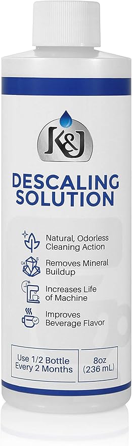 K&J Pemium Descaling Solution (2 uses) - Made in USA - Descaler for Keurig, Breville, Nespresso, Delonghi, Cuisinart, and all Coffee and Espresso Machines