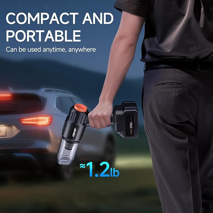 Car Vacuum Portable Cordless,35000PA High Power Suction & Blower, Handheld Vacuum Covers Cleaner for Car, Home, Desktop, Keyboard(Fog Black)