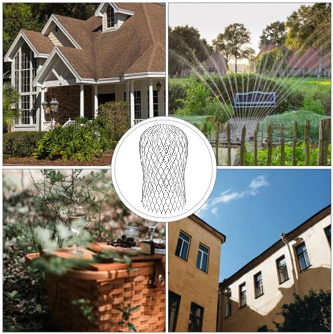 10 Pack Gutter Downspout Guards 3.5 Inch Adjustable Aluminium Filter Strainer, Expandable Gutter Strainer for Preventing Blockage Leaves Debris Drain Net Cover Gardening Tools
