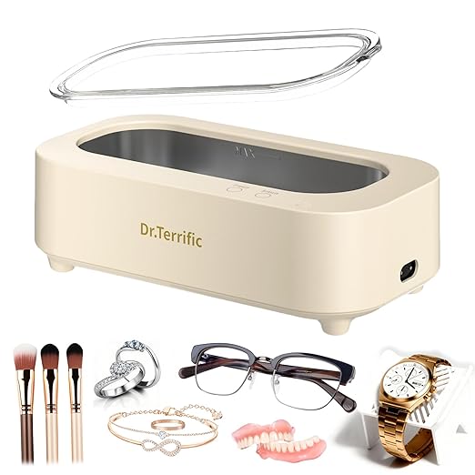 Ultrasonic Jewelry Cleaner, 48KHz Ultrasonic Cleaner Machine for Jewelry, Glasses, Rings, Retainers, Watch Strap, Dentures, 304 Stainless,M9B102