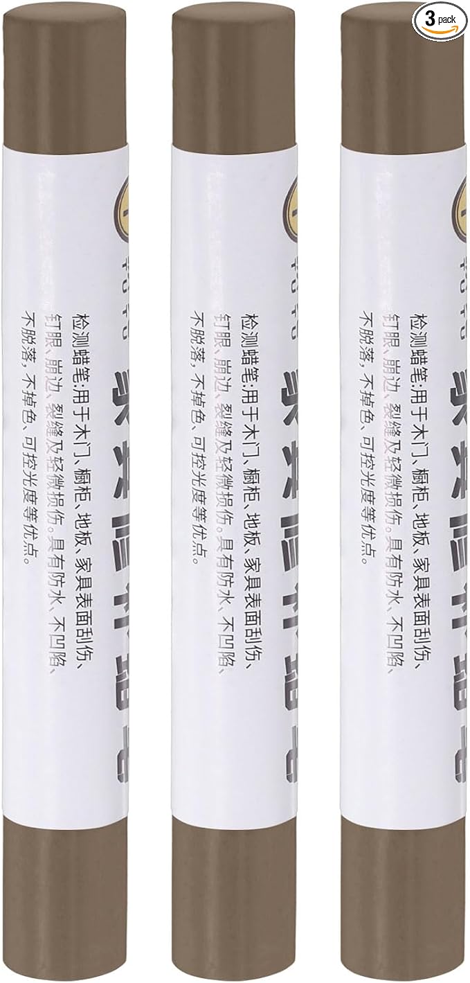 uxcell Furniture Repair Crayons, 3Pcs - Wood Wax Filler Stick, Furniture Markers Touch Up - for Scratches Holes Tables Desks Wooden Floors Cover Ups, Yellow Gray