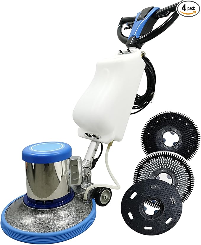 Commercial Industrial Floor Scrubber Polisher 17" Heavy-Duty Buffer Machine for Hardwood, Marble, Epoxy & Carpet 1100W Low-Noise Floor Cleaning & Waxing Machine 110V