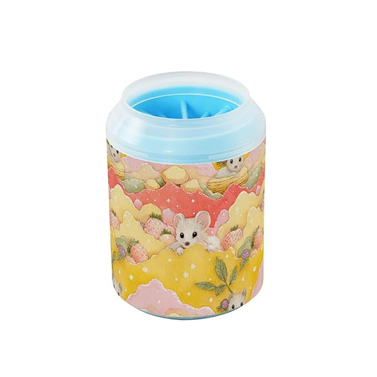 Dog Paw Cleaner Cups for Dogs Pets Foot Washer Paw Scrubber for Medium Small Cats Dogs Cute Cleaning Cup Yellow Mice Strawberries Stars Leaves