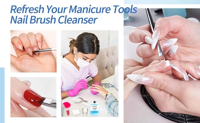 Nail Brush Cleaner - Special for Gel/Nail Art Brushes & Makeup Brush Care, Must-Have for Renewal, 40ml/1.35fl.oz (3pcs Nail Brush Cleaner)