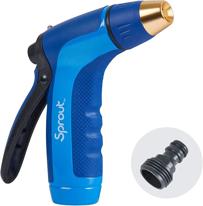 Sprout 65120-AMZ Metal Rear Trigger Adjustable Nozzle with QuickConnect Product Adapter Amazon Bundle, Blueberry Blue
