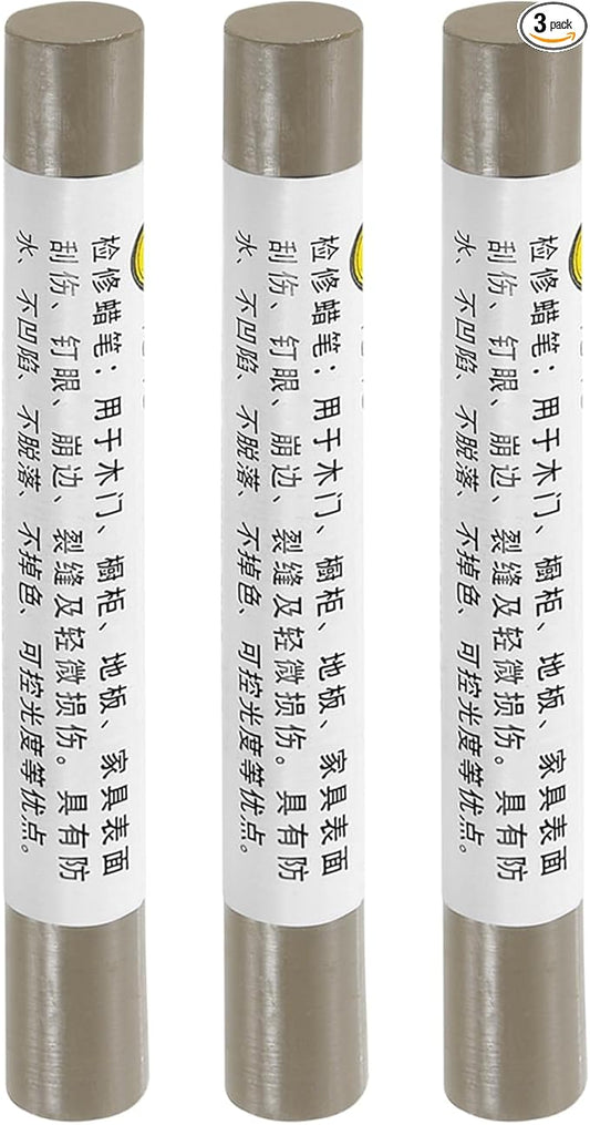 uxcell Furniture Repair Crayons, 3Pcs - Wood Wax Filler Stick, Furniture Markers Touch Up - for Scratches Holes Tables Desks Wooden Floors Cover Ups, Gray Oak