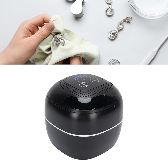 YUYTE Jewelry Cleaner Machine, 45KHz Ultrasonic Cleaner with Flip Top Lid 304 Stainless Steel Inner for Jewelry Glasses Watches, 180ml (US Plug)