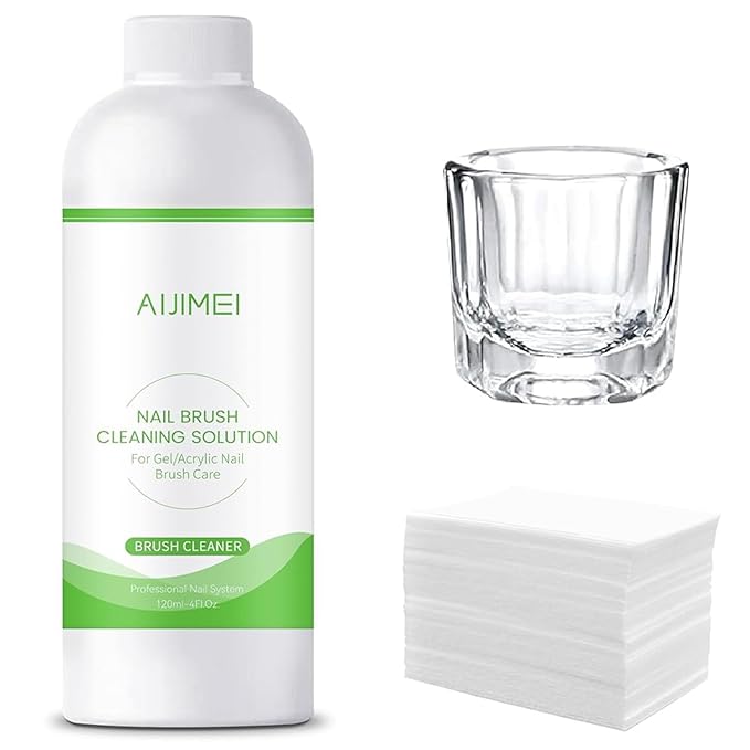 AIJIMEI Nail Brush Cleaner 120ml Acrylic Nail Brush Cleaner kit for Efficient Nail Art Brush Cleaning Quick Gel Removal Suitable for Professional and Home