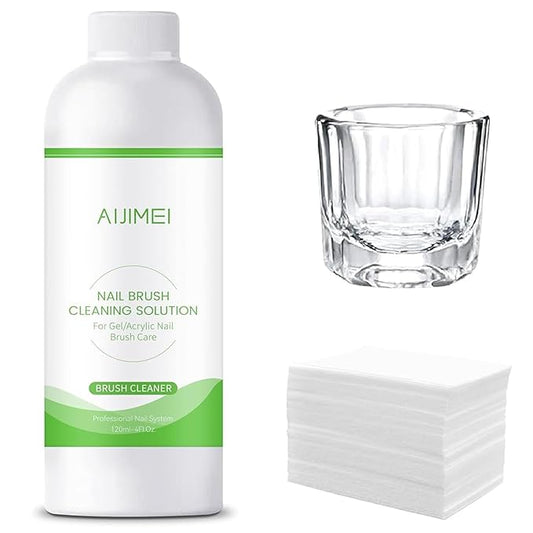AIJIMEI Nail Brush Cleaner 120ml Acrylic Nail Brush Cleaner kit for Efficient Nail Art Brush Cleaning Quick Gel Removal Suitable for Professional and Home