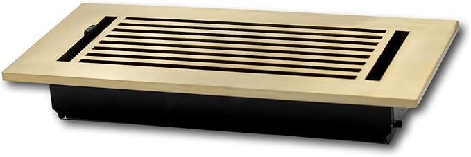 Madelyn Carter 2 x 12 Cast Aluminum Linear Bar Vent Cover with Damper - Brushed Brass (Overall: 3.75 x 13.75) | Floor Register - Wall Register