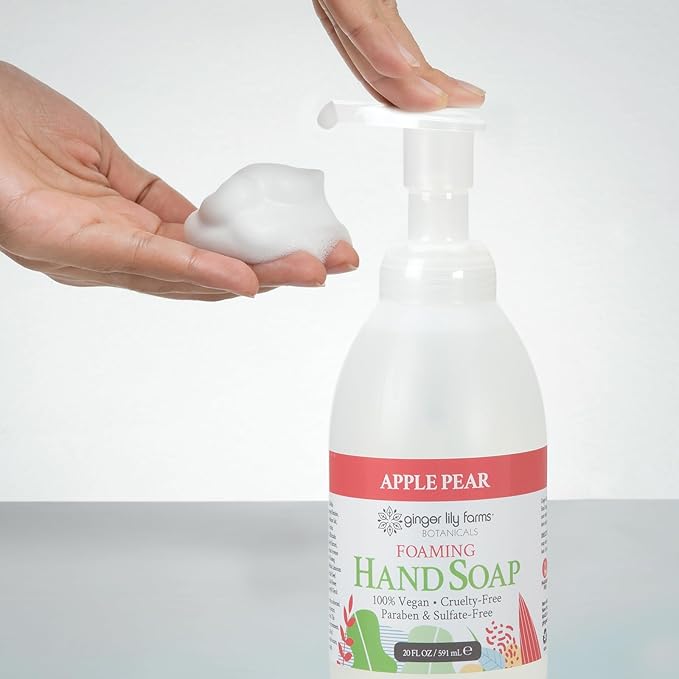 Ginger Lily Farms Botanicals All-Purpose Foaming Hand Soap Refill, 100% Vegan & Cruelty-Free, Apple Pear Scent, 20 Fl Oz (Pack of 8)
