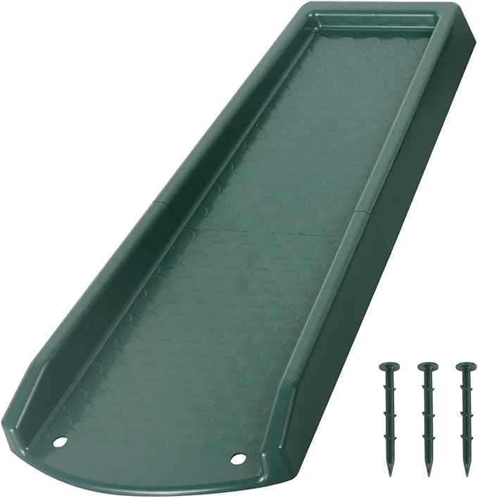 Rain Gutter Downspout Splash Block, Gutter Downspout Extensions for Water Drainage, 24" Gutter Splash Guards Downspout Extender, Fixable Down spout Drain Trays with PE Nails(1 Pack, Green)
