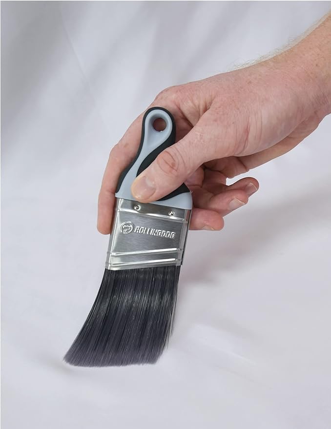 ROLLINGDOG 2 Inch Trim Paint Brush - 1PC 50mm Angled Sash Paint Brush and 1PC Pointed Round Trim Brush for Painting Walls