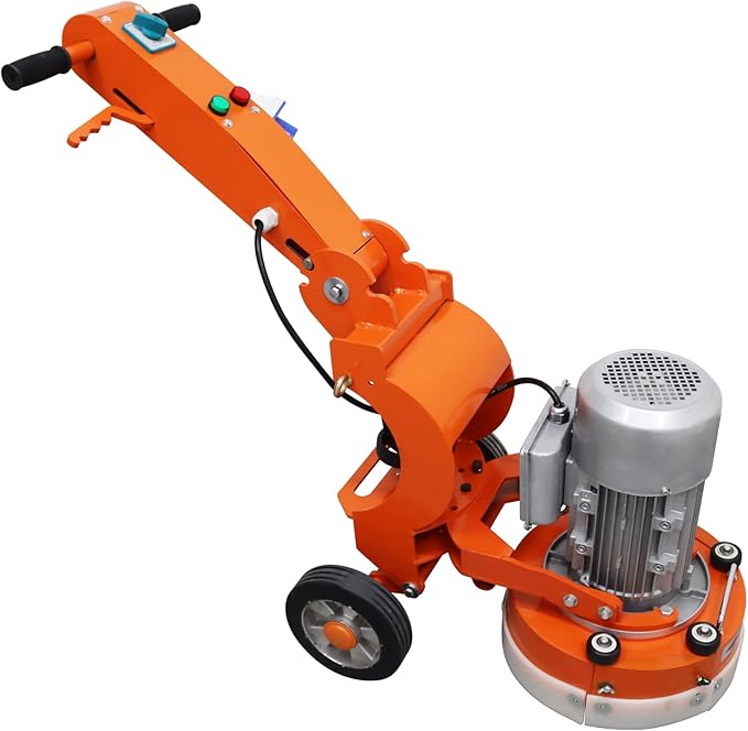 3KW Floor Grinding and Trimming Machine 1440RPM Concrete Floor Polisher with 3 Grinding Discs Foldable Arm Design Dustless Concrete Grinder for Terrazzo/Epoxy 220V 1-Phase
