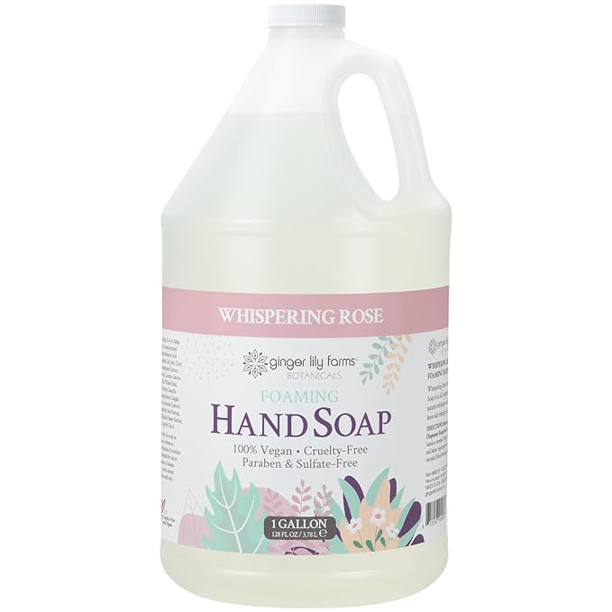 Ginger Lily Farms Botanicals All-Purpose Foaming Hand Soap Refill, 100% Vegan & Cruelty-Free, Whispering Rose Scent, 1 Gallon (Pack of 4)