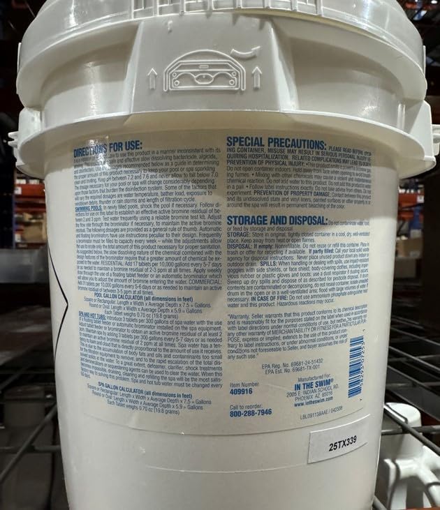 In The Swim Bromine Plus Tablets and Bromine Booster Bundle: 25 Pound Bucket of 1-inch Bromine Tablets and 2 Pound Brom Booster for Spas & Hot Tubs