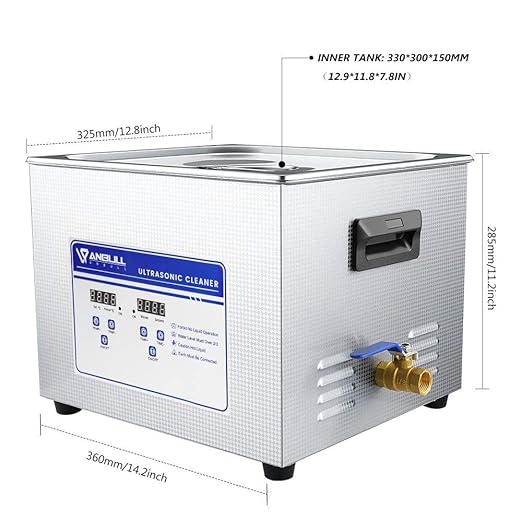 Anbull 15L/4Gal 360W Professional Ultrasonic Cleaner Machine with 304 Stainless Steel and Digital Timer Heater for Jewelry Watch Coin Glass Circuit Board Small Parts