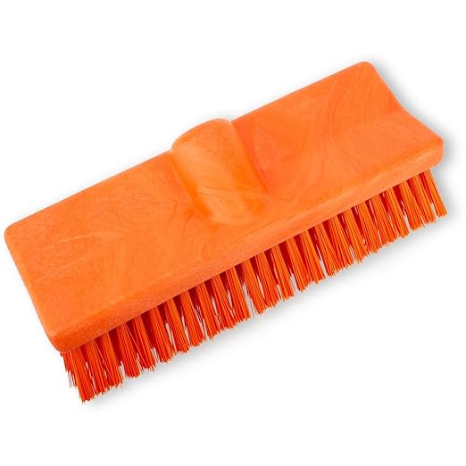SPARTA 40423EC24 Plastic Floor Scrub Brush, Wall Brush, Equipment Brush With Nonabsorbent Bristles For Industrial Kitchens, Hospitals, Commercial Cleaning, 10 Inches, Orange, (Pack of 2)