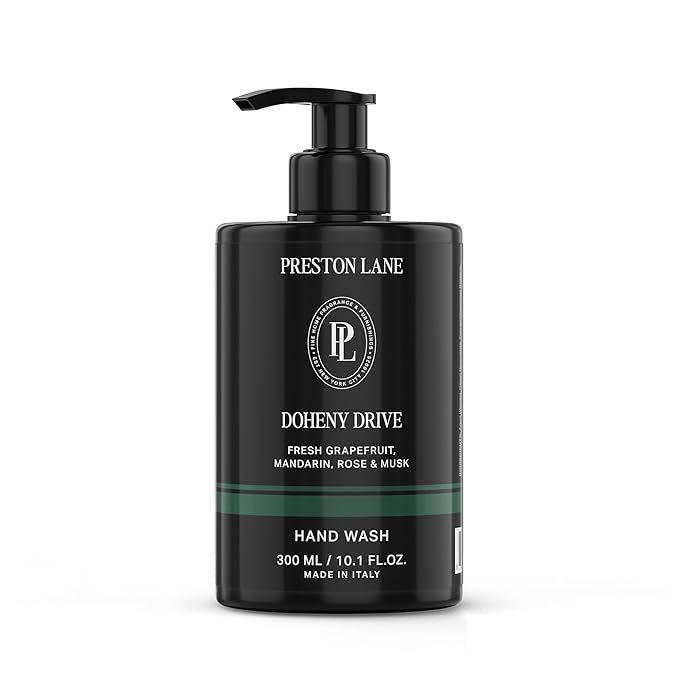 Preston Lane Luxury Hand Wash, Doheny Drive Scent | Hydrating and Nourishing Formula with Organic Oils, Active Kiwi and Apple Water, and Vegetable Glycerin | Gentle Cleansing, Vegan and Cruelty Free