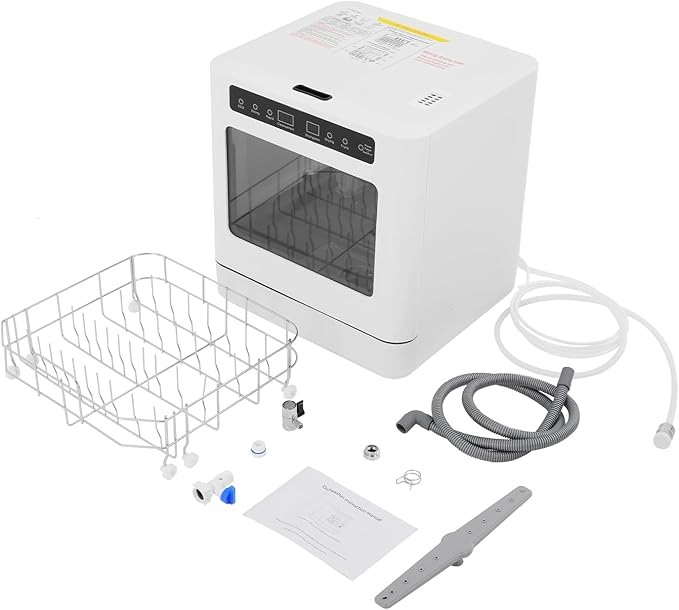 Countertop Dishwasher Portable with 4 Programs, Portable Dishwasher Countertop, Compact Mini Dishwashers with 6.8L Built-in Water Tank,High-Temp& Air-Dry Function (White)