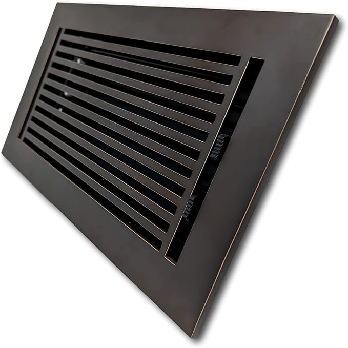 Madelyn Carter 6 x 12 Cast Aluminum Linear Vent Cover with Damper - Oxidized Bronze (Overall: 7.25 x 13.5) | Floor Register - Wall Register