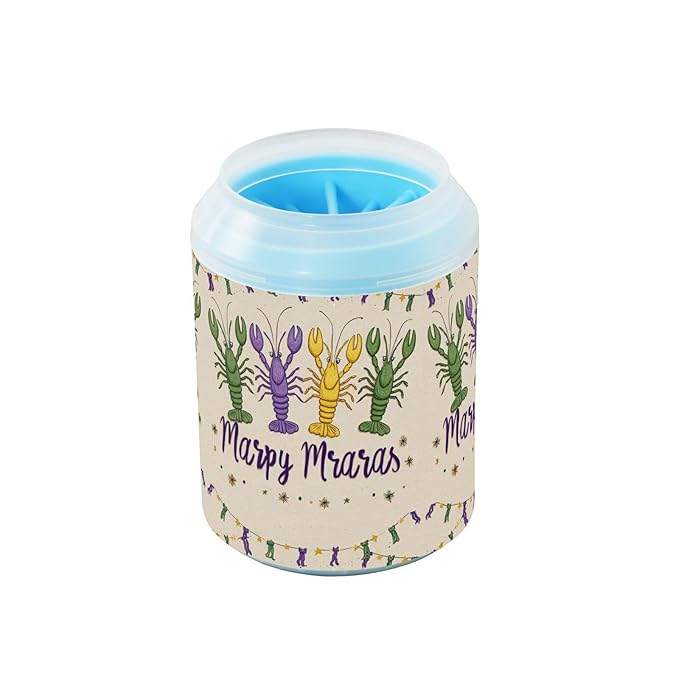 Dog Paw Cleaner Cups for Dogs Pets Foot Washer Paw Scrubber for Medium Small Cats Dogs Cute Cleaning Cup Cute Mardi Gras Crayfish