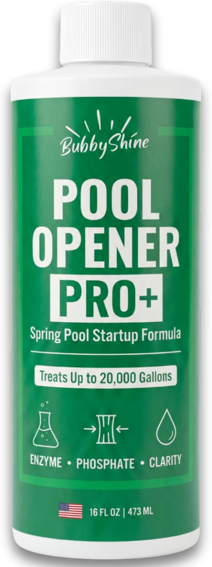 Pool Opening Chemical - 16 oz Treats Up to 20,000 Gallons - Pool Opening Kit Routine Additive (Clarifier Support) for Above Ground & Inground Pools, Chlorine or Salt Compatible – BubbyShine