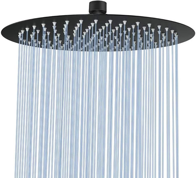 NearMoon Rain Shower Head, Ultra-Thin Design-Pressure Boosting, Awesome Some Experience, High Flow Stainless Steel Rainfall Head (12 Inch, Matte Black)