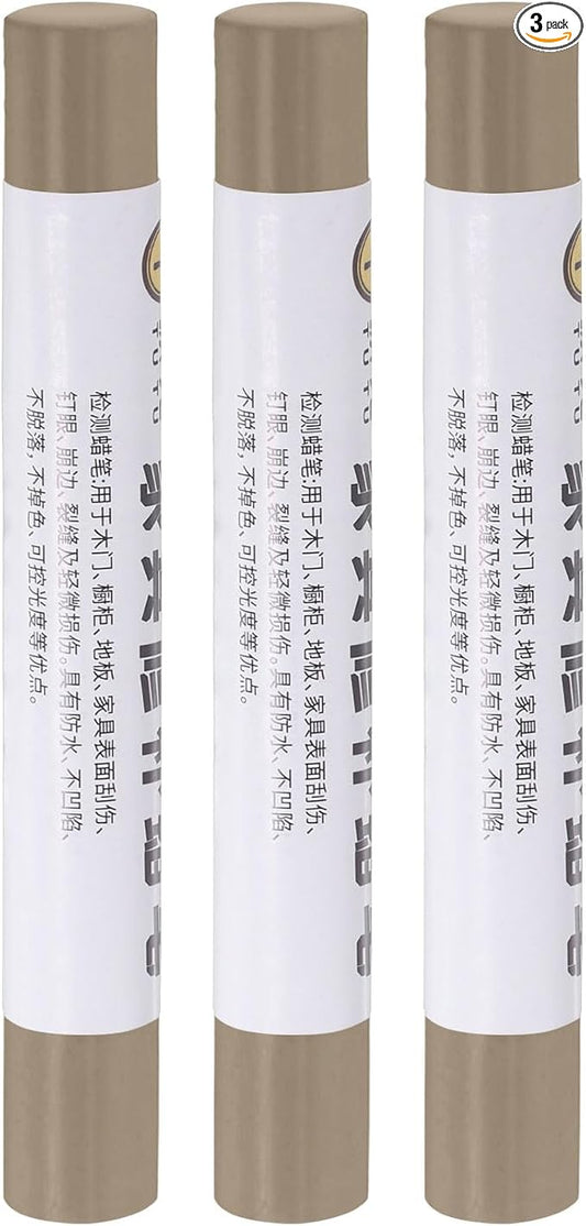 uxcell Furniture Repair Crayons, 3Pcs - Wood Wax Filler Stick, Furniture Markers Touch Up - for Scratches Holes Tables Desks Wooden Floors Cover Ups, Gray Space