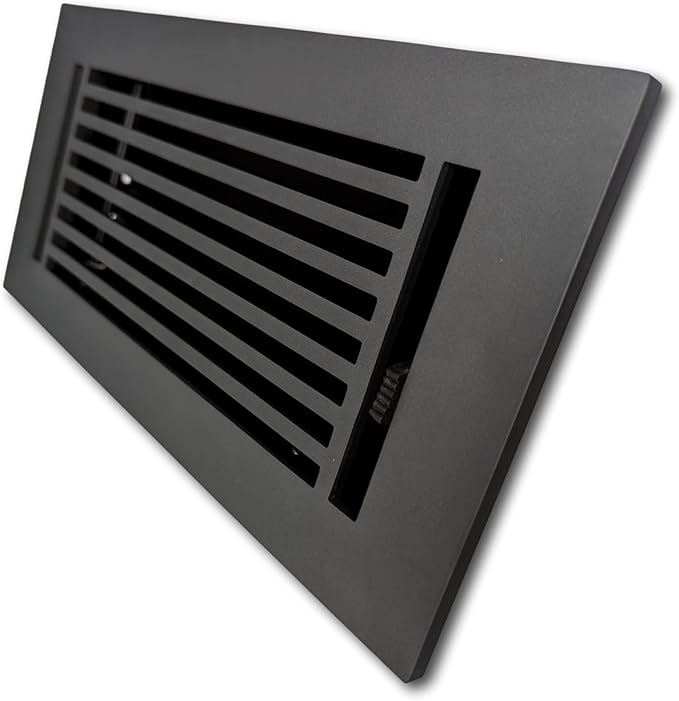Madelyn Carter 4 x 10 Cast Aluminum Linear Vent Cover with Damper - Carbon Gray (Overall: 5.25 x 11.5) | Floor Register - Wall Register
