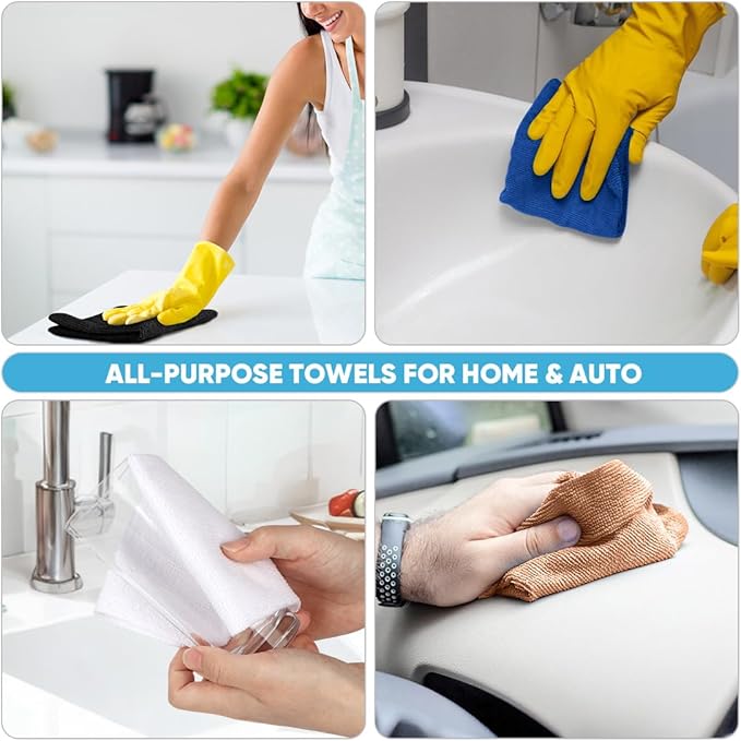 AIDEA Microfiber Cleaning Cloth 330 Sheets 6 Roll, Black Microfiber Towels for Cars, Shop Rags Washable, Cleaning Rags Reusable Paper Towels for Automotive, Mechanic, Workshops, House, 11×9"