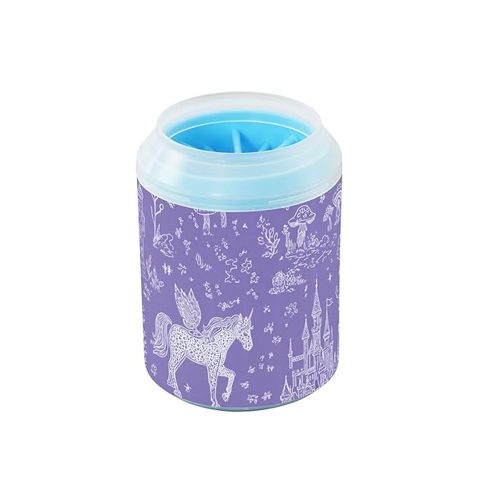 Dog Paw Cleaner Cups for Dogs Pet Foot Washer Paw Scrubber for Medium Small Large Dogs Cats Cleaning Cup Purple Unicorns Castles
